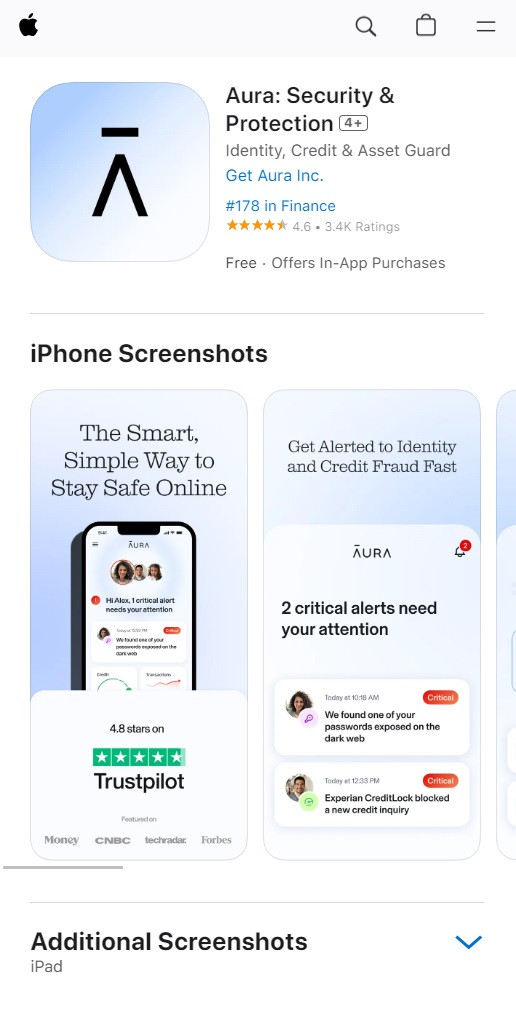 Downloading Aura on App Store